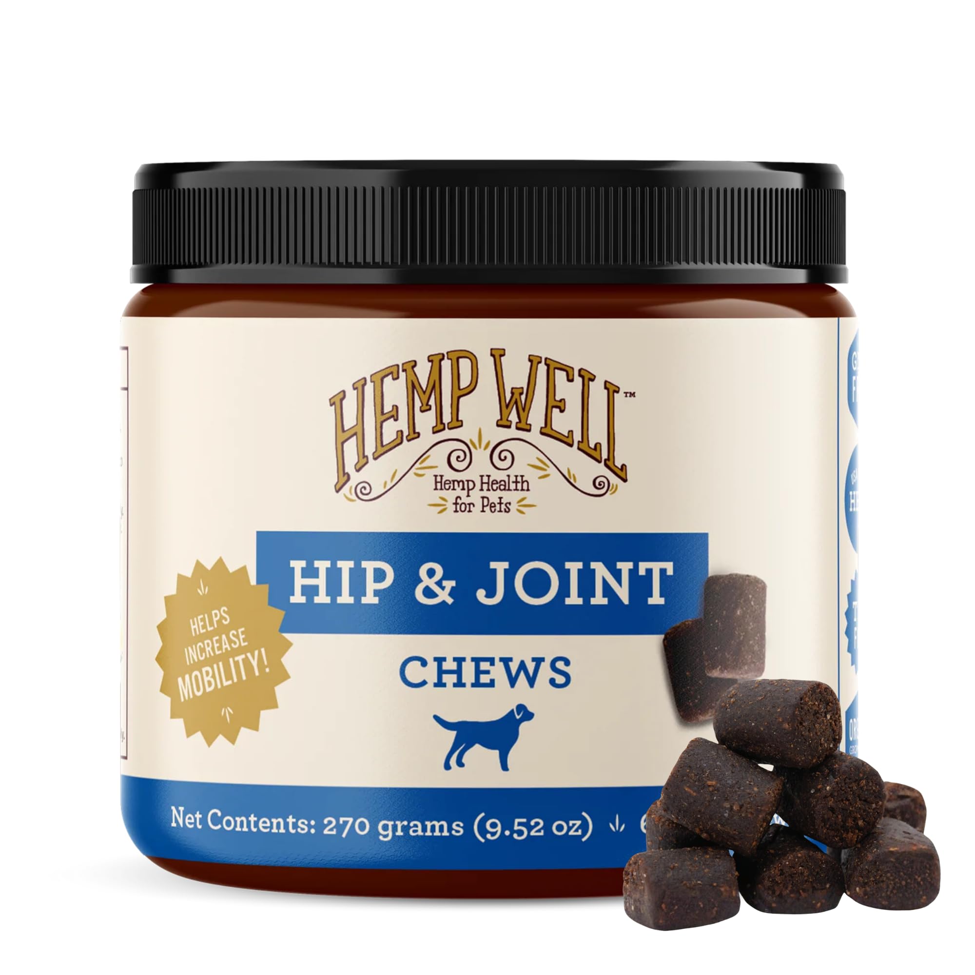 Hemp Well Hip and Joint Soft Chews bottle for easy daily dosage and mobility support.