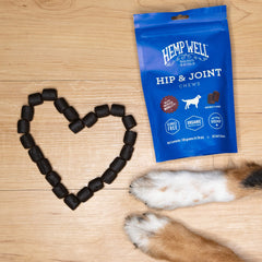 Hemp Well Soft Chews texture closeup highlighting a tasty, dog-friendly supplement.