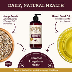 Hemp Well Thrive Oil for cats bottle—skin and immune wellness.