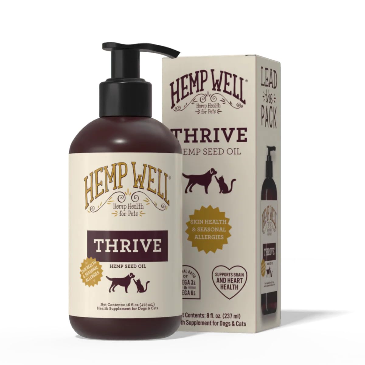 Hemp Well Thrive Oil for dogs bottle—organic hemp oil supports joint comfort.