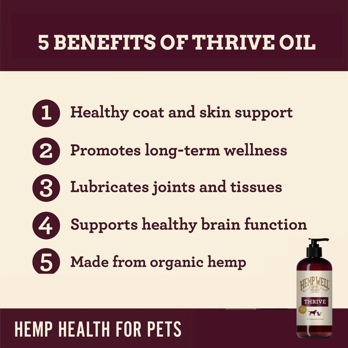 Hemp Well Thrive Oil label—skin moisture support.