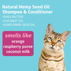 Hempz Petz cat 2-in-1 lather demonstrates easy deshedding during bath time