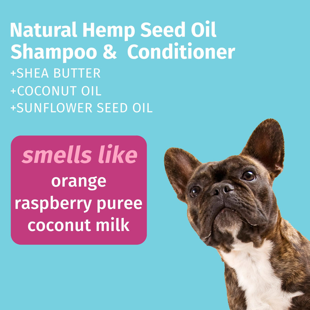 Hempz Petz citrus orange raspberry lather during bath with refreshing scent.