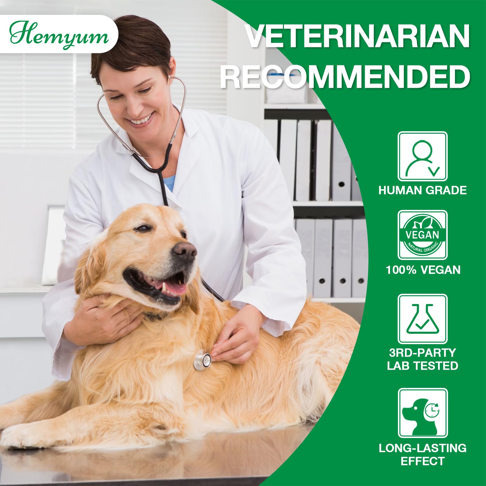 Hemyum omega fats bottle emphasizing immune support and coat health.