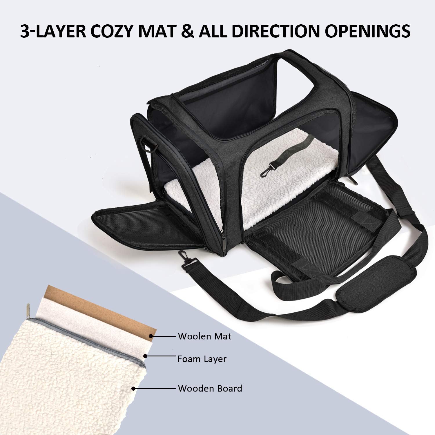 Henkelion dog carrier in travel bag format highlighting durability and portability.