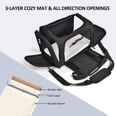 Henkelion dog carrier in travel bag format highlighting durability and portability.