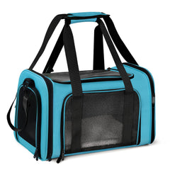 Henkelion large cat carrier blue front view for safe daily travel