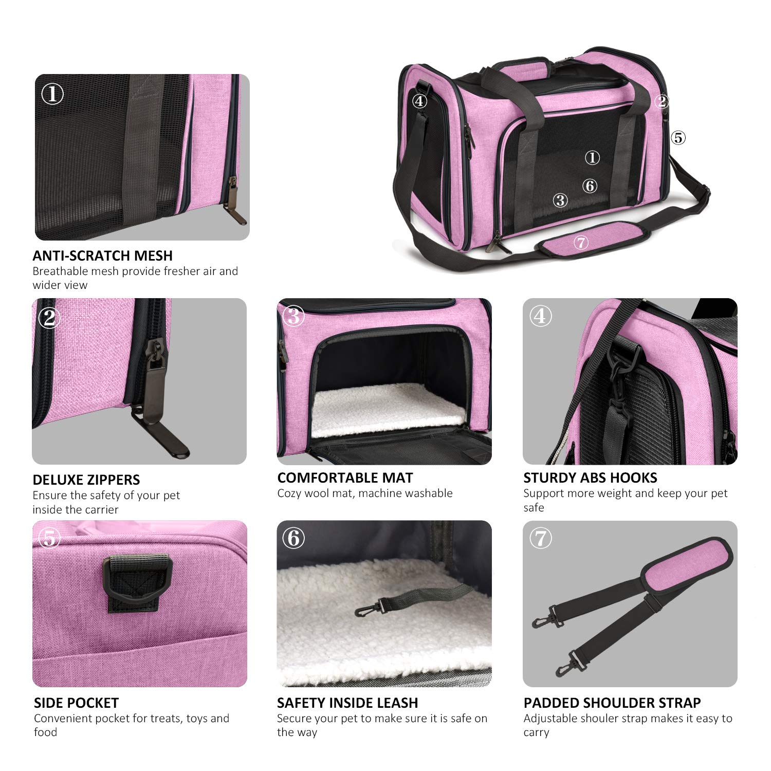 Henkelion large cat carrier padded shoulder strap simplifies hands-free travel