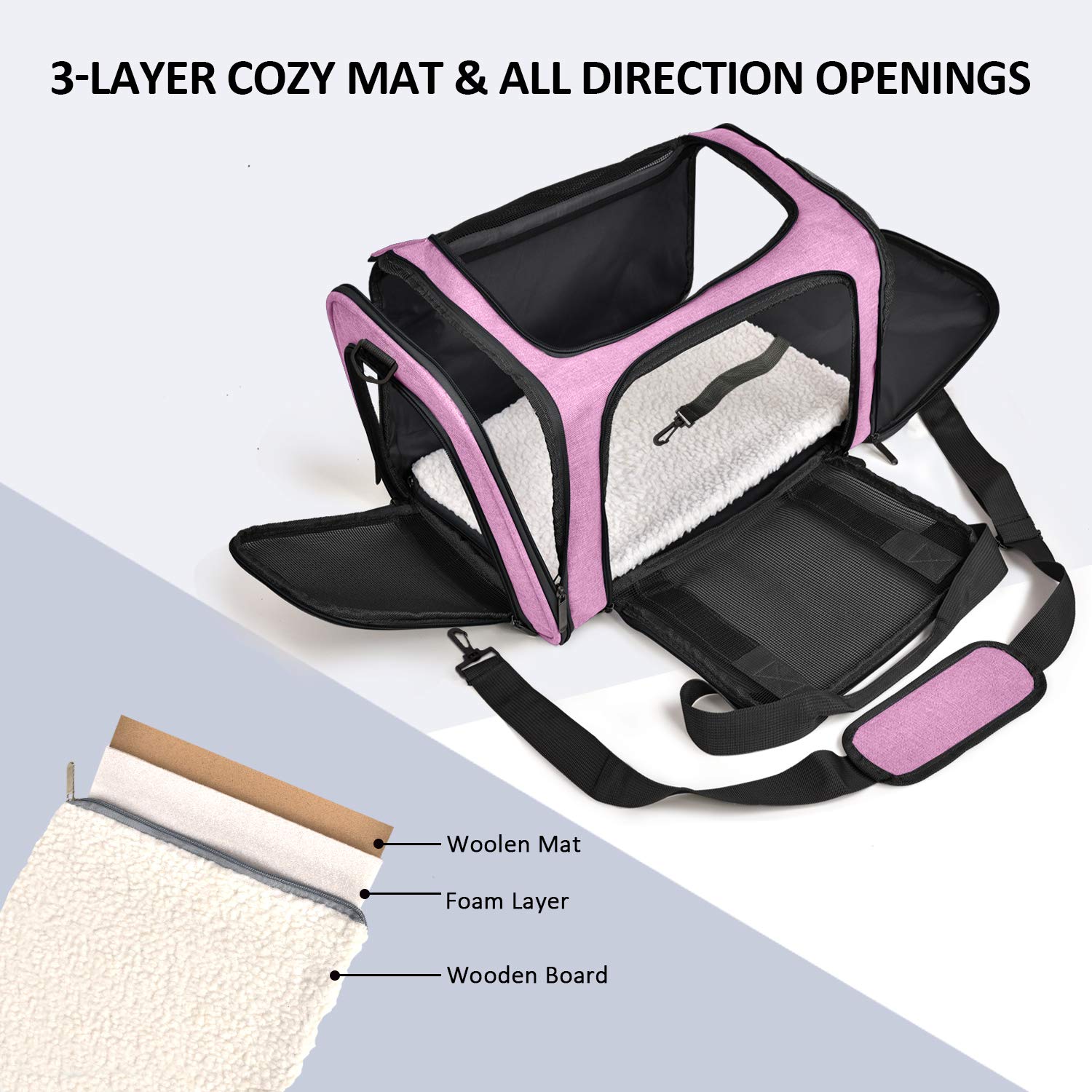 Henkelion large cat carrier side mesh ventilation keeps pets comfortable during rides