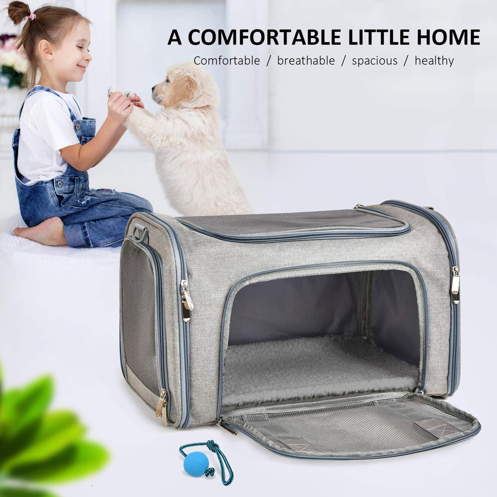 Henkelion large pet carrier with padded handles for easy transport
