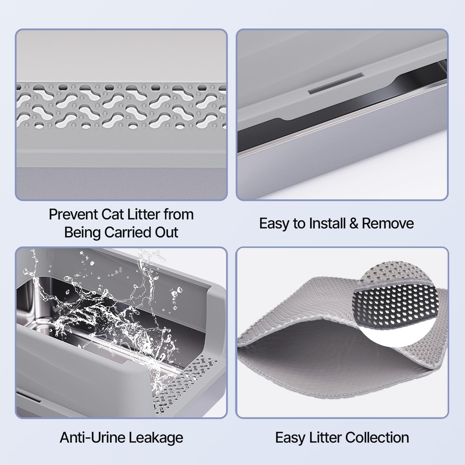 Henkelion non-porous stainless steel reduces odors for a fresher litter area.