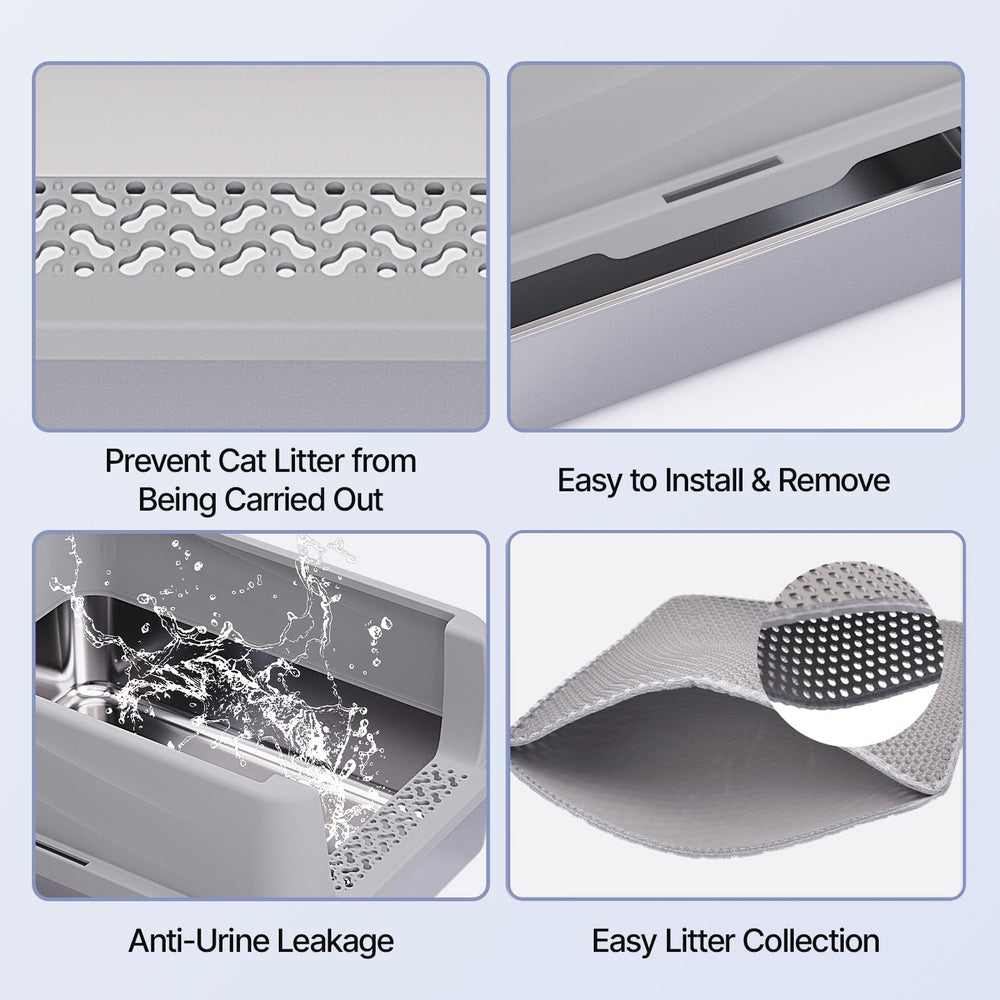 Henkelion non-porous stainless steel reduces odors for a fresher litter area.
