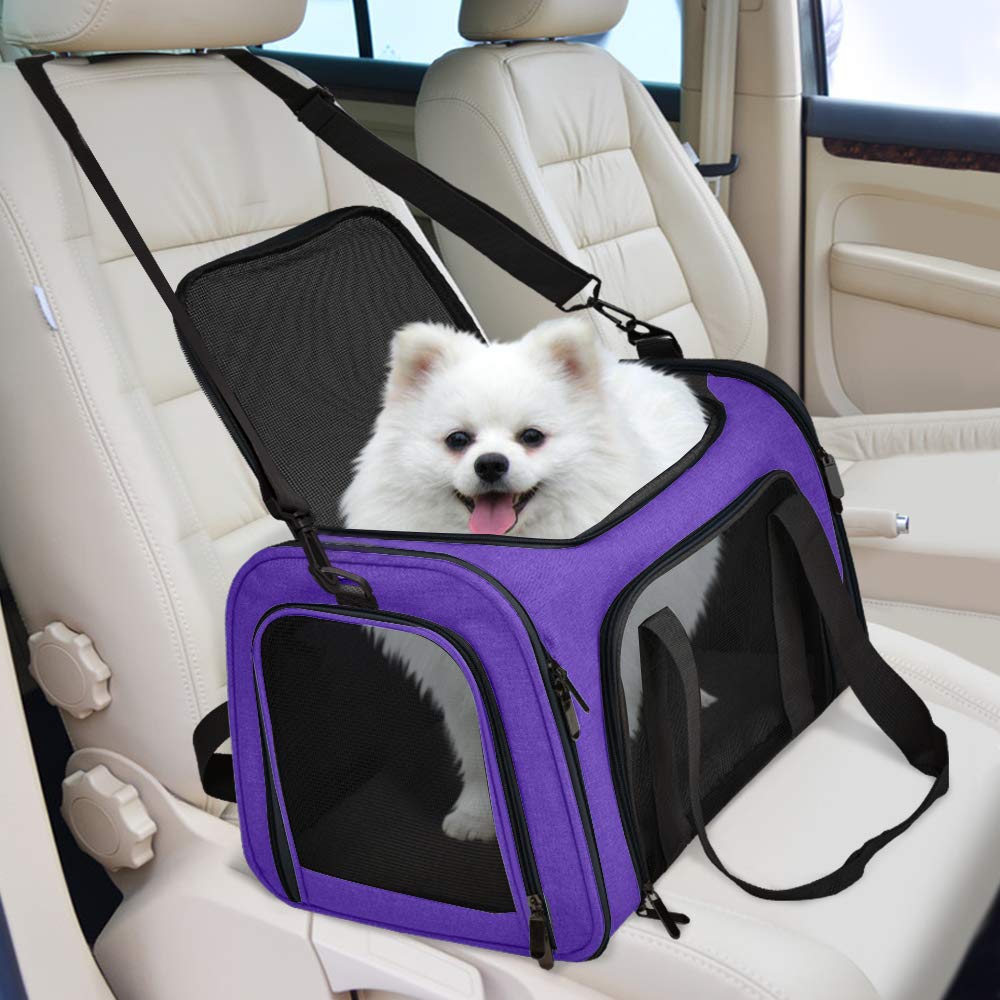 Henkelion pet carrier featuring adjustable shoulder strap for hands-free use