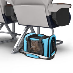 Henkelion pet carrier blue folded storage, collapsible for home use