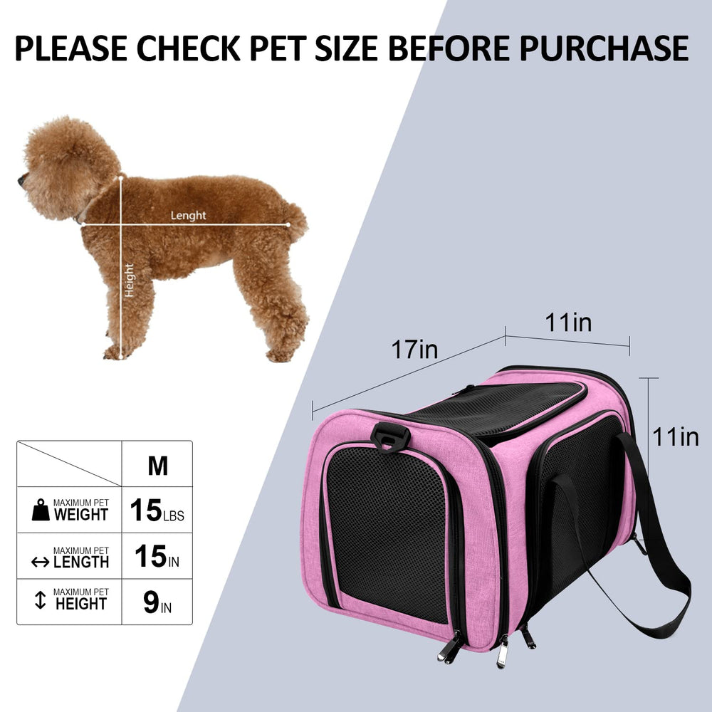 Henkelion pet carrier pink safety strap, secure hands-free carrying.