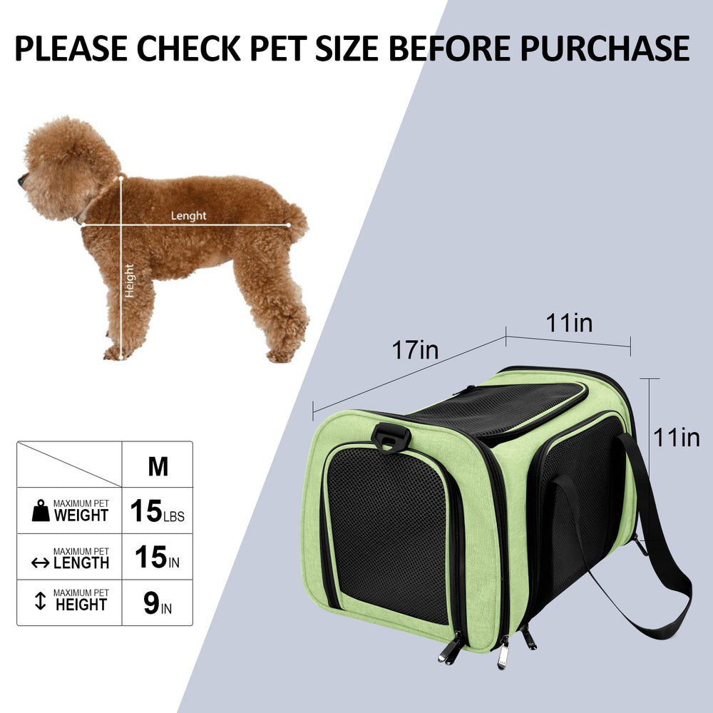 Henkelion carrier fits small to medium pets up to 15 pounds.