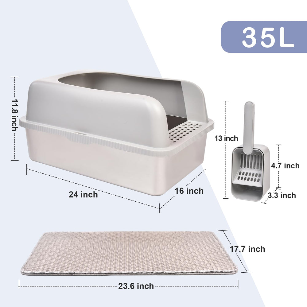 Henkelion stainless steel litter box with lid demonstrates secure containment and odor control.