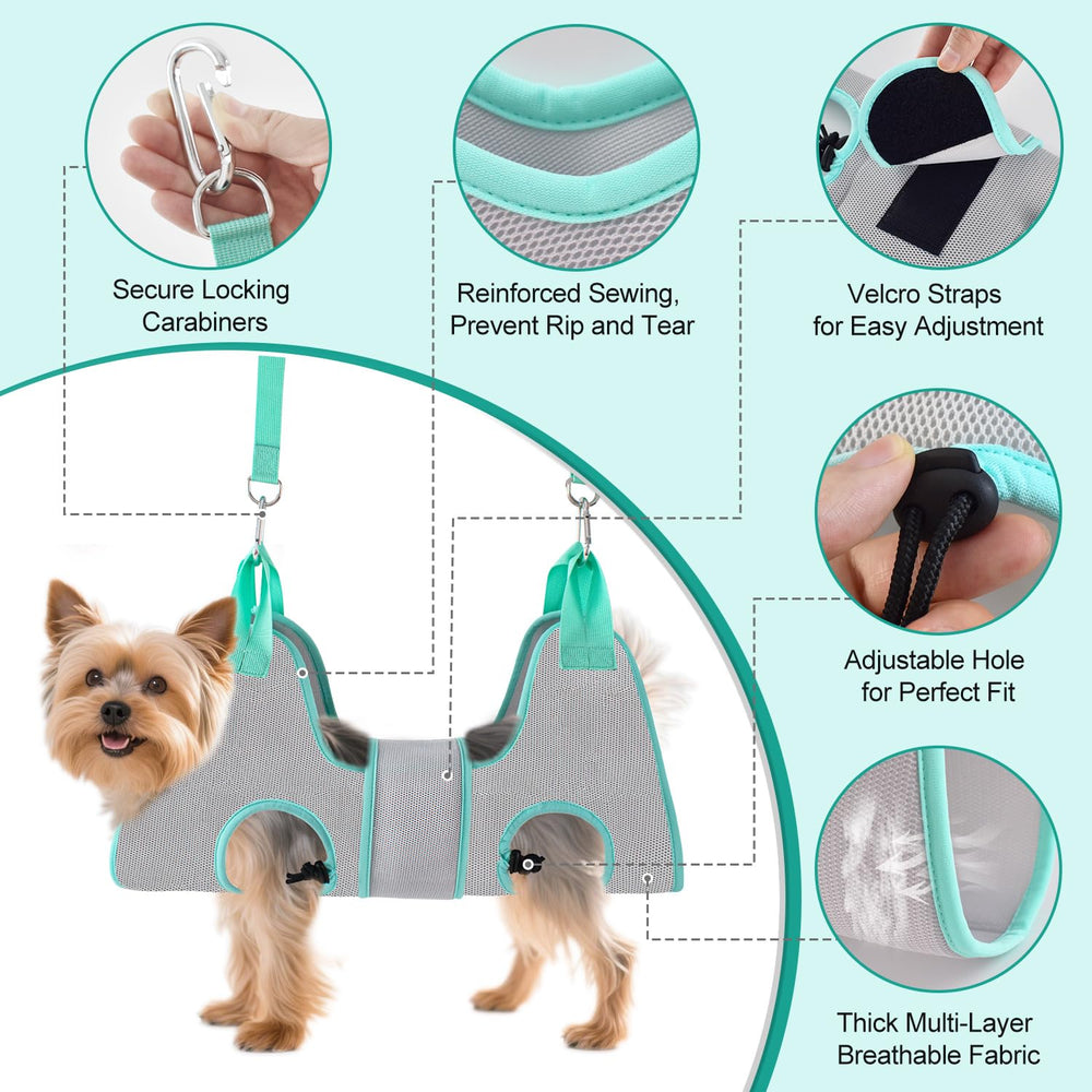 Henyopet dog grooming hammock coat brushing use-case emphasizes efficient full-care routine