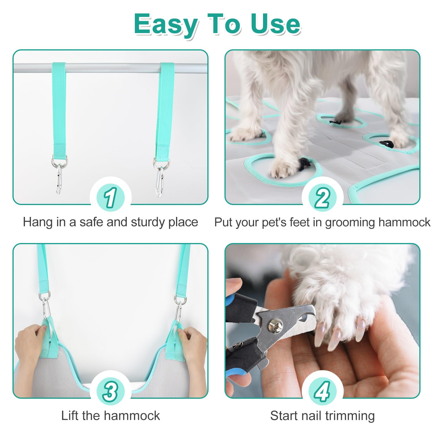 Henyopet dog grooming hammock nail-trimming focus highlights built-in clippers for quick nails