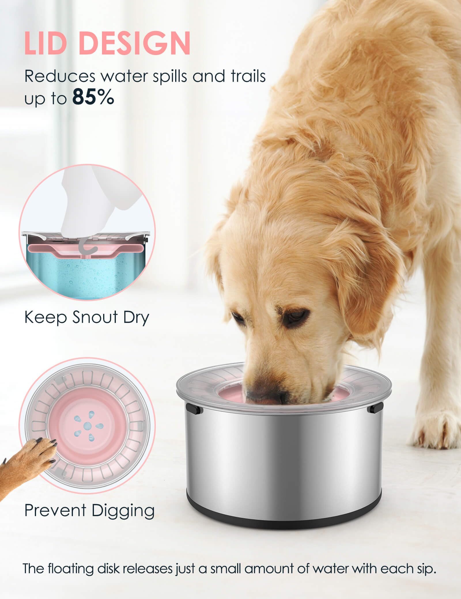 Heouvo 1 gallon capacity supports large or multi-pet households.