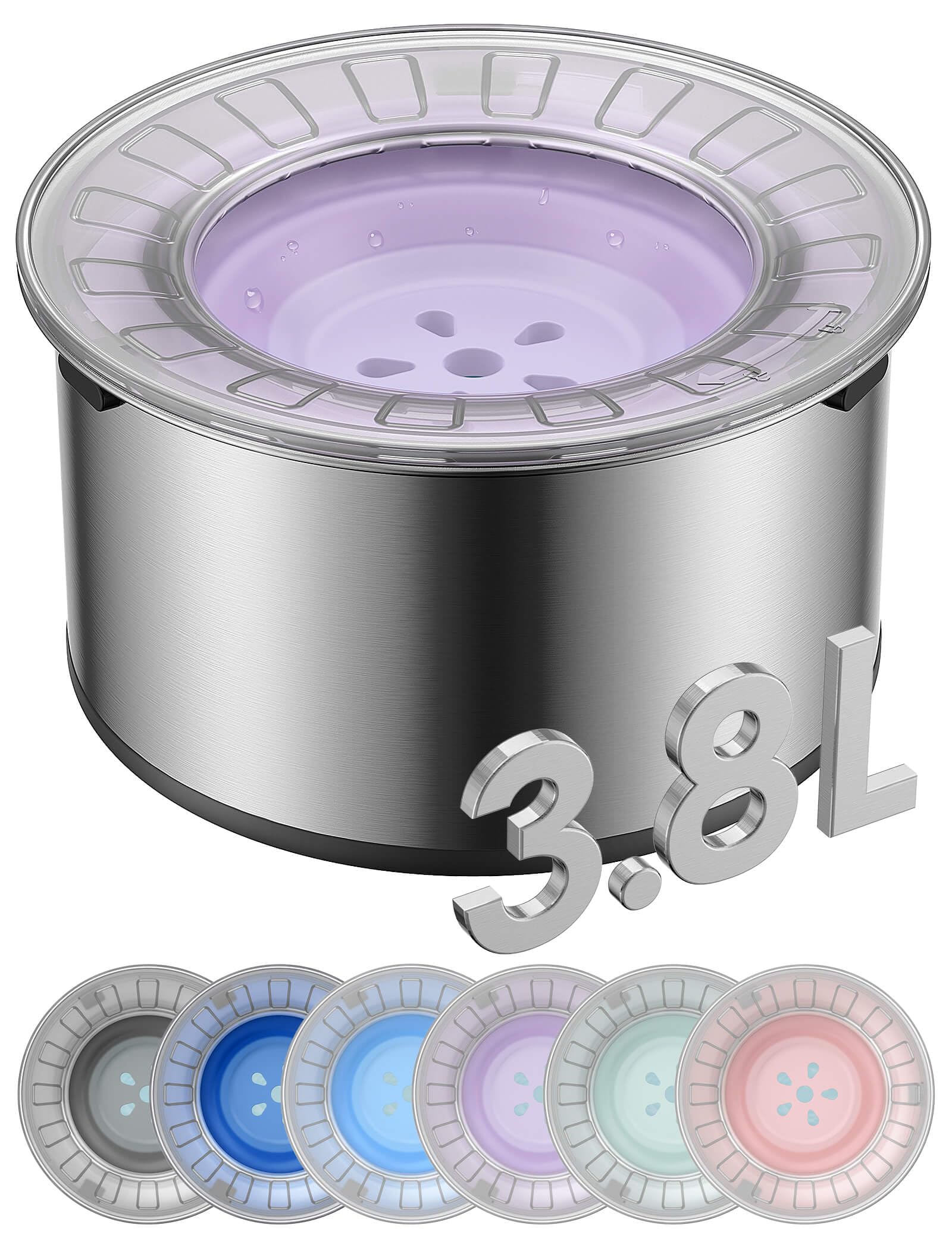 Heouvo 1Gallon dog water bowl with lid, spill-proof design for car use.