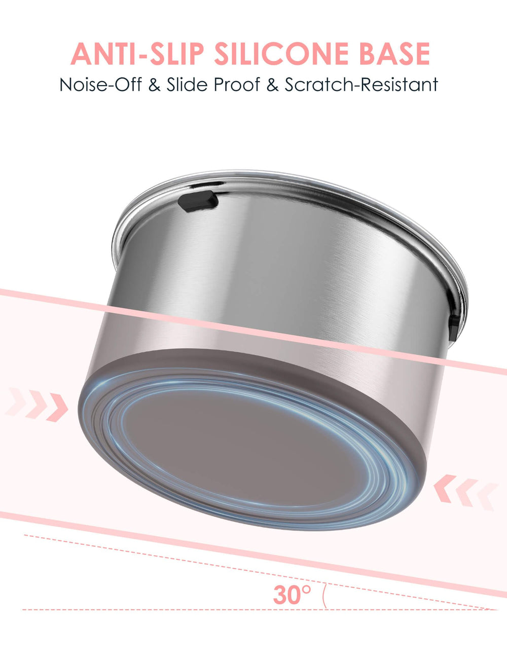 Heouvo anti-slip silicone base keeps bowl steady and quiet.