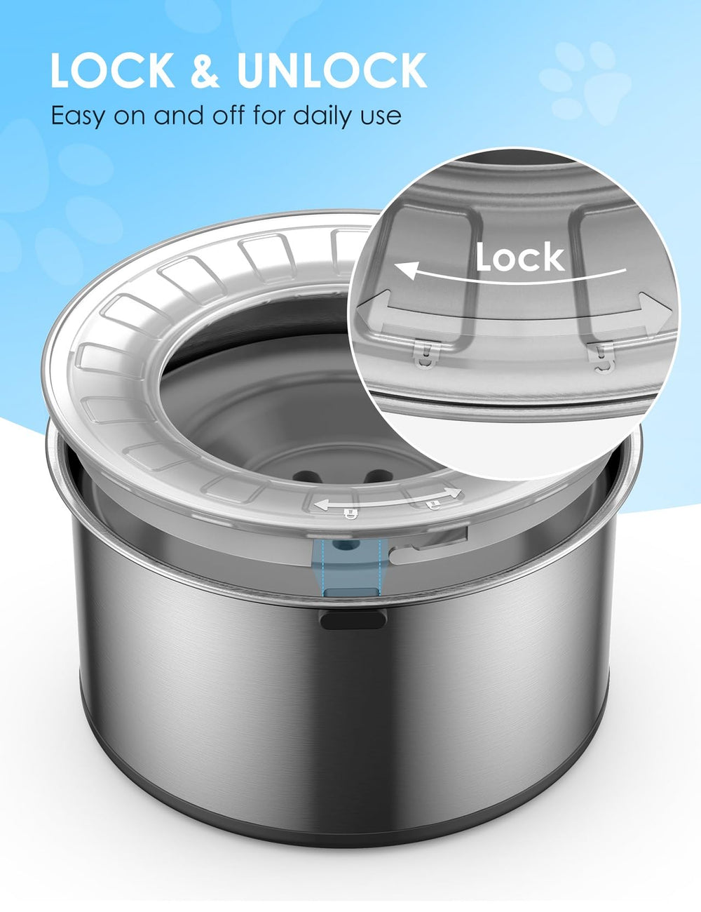 Car and travel-friendly dog water bowl with lockable lid