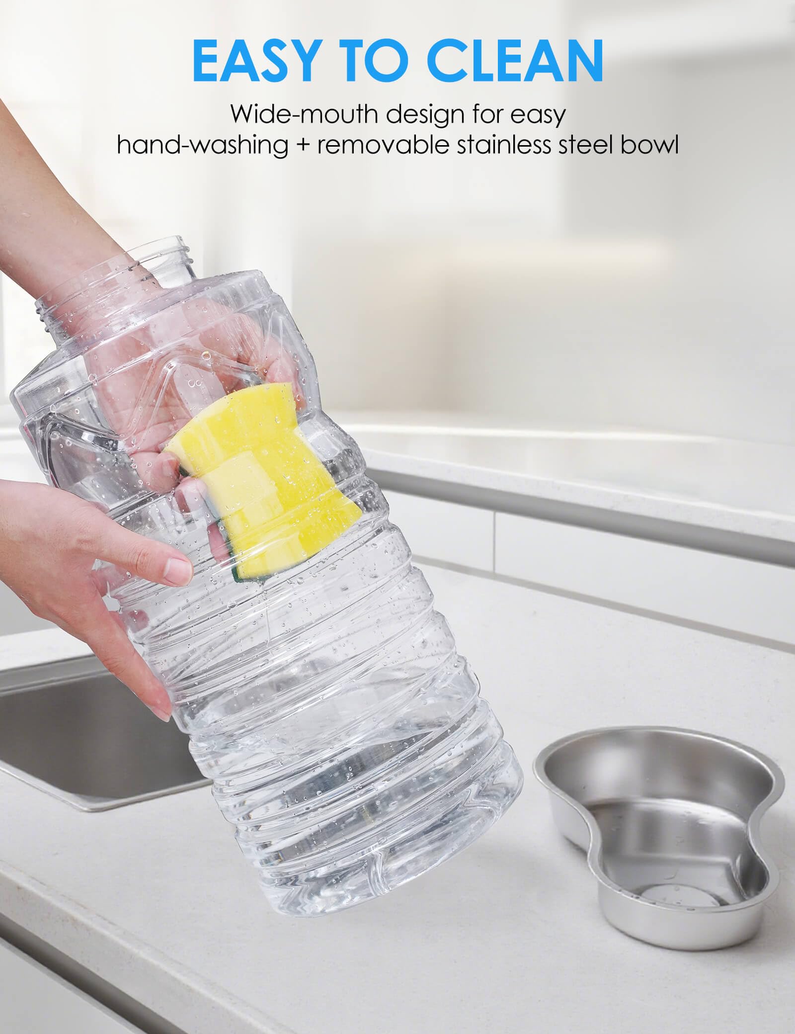 Heouvo gravity-fed reservoir auto-refills the bowl for continuous hydration