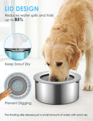 Heouvo spill-proof dog water bowl with rubber bottom for stability.