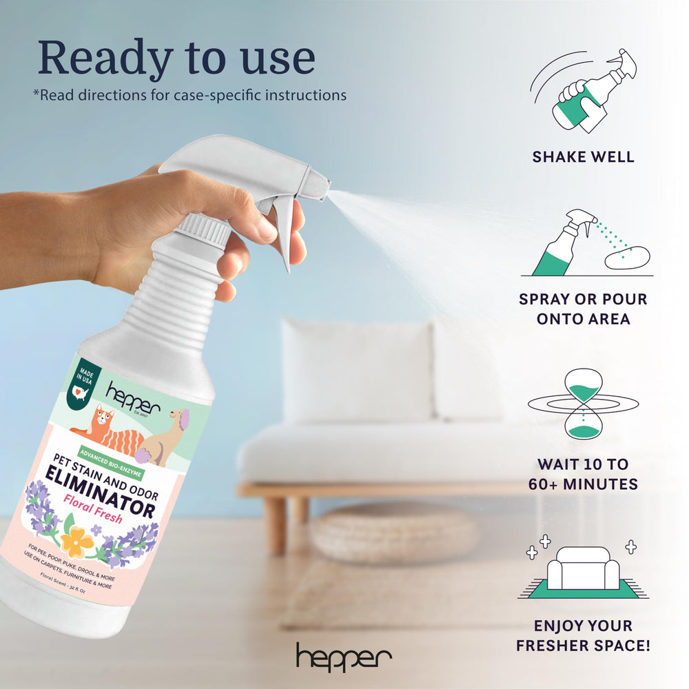 Hepper spray tackles pet mess on floors and carpets.
