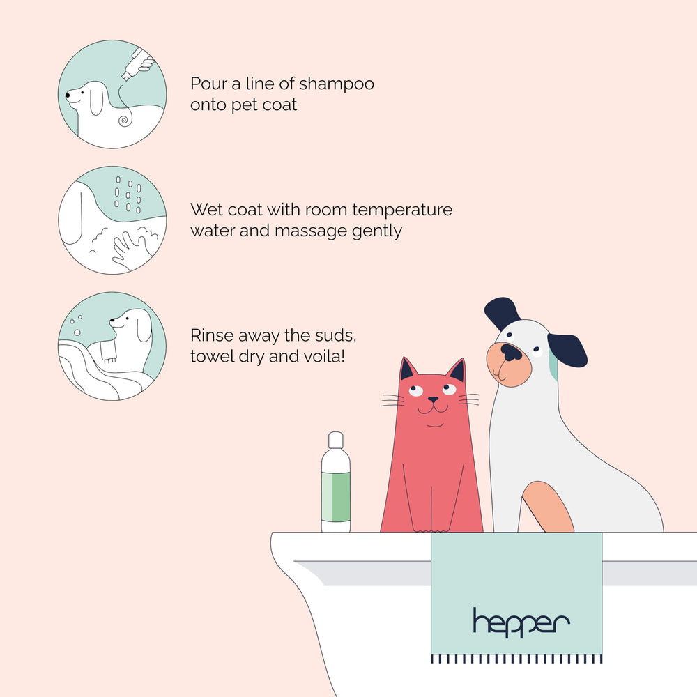 Hepper Oatmeal Shampoo USA-made stamp on packaging.
