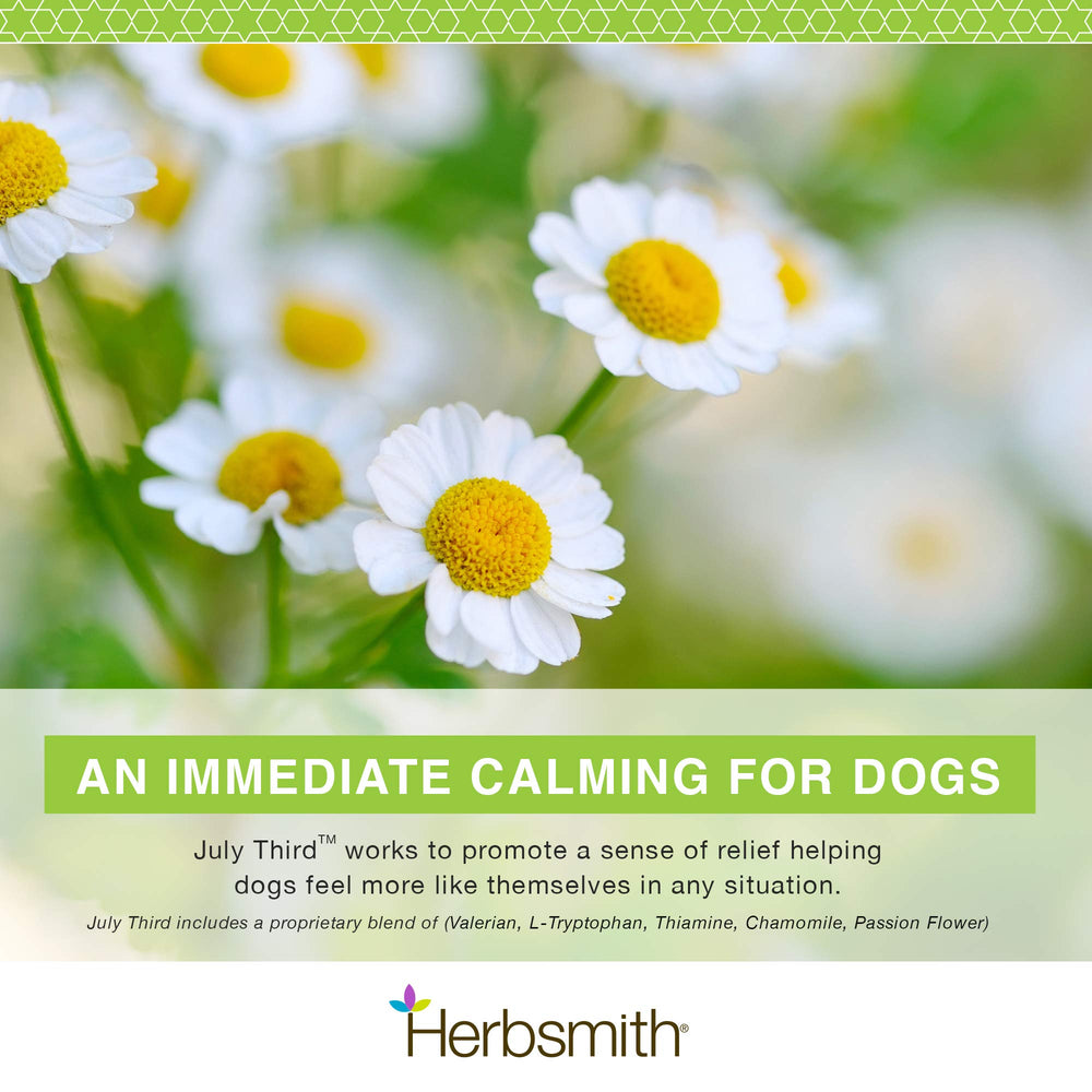 Herbsmith July Third packaging front highlights ingredients for calming.