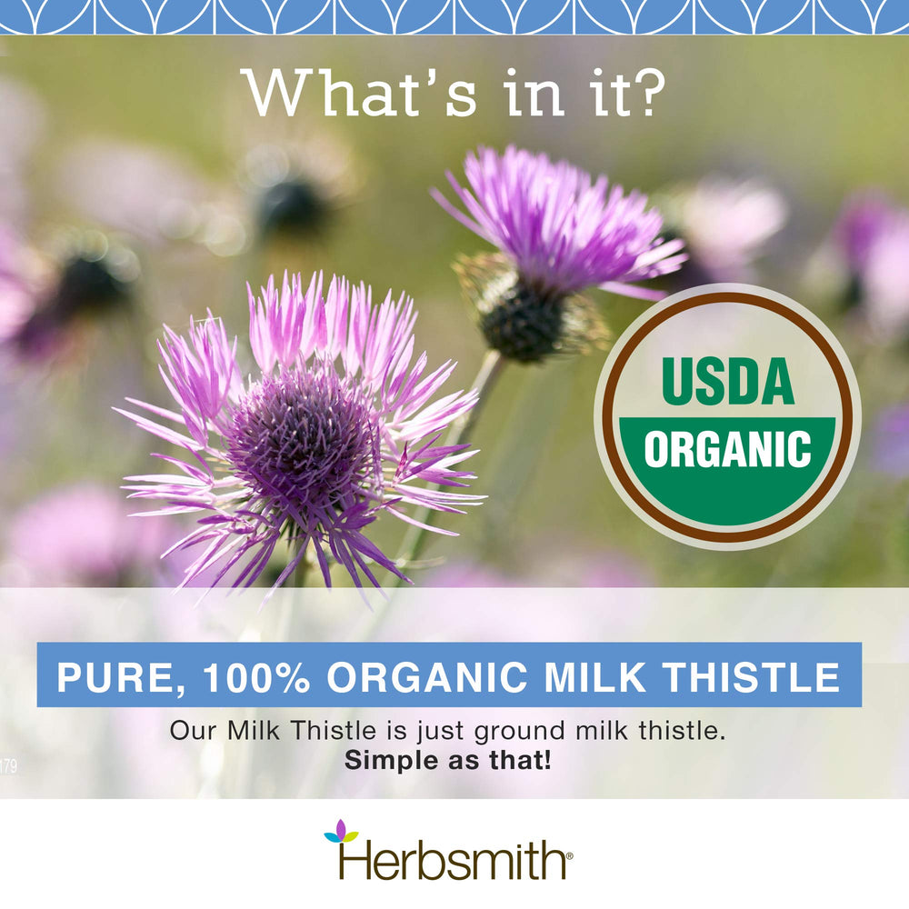 Herbsmith Milk Thistle being measured for daily pet use.
