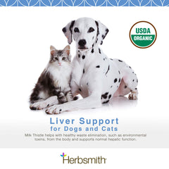 Herbsmith Organic Milk Thistle for cats promotes gentle detox