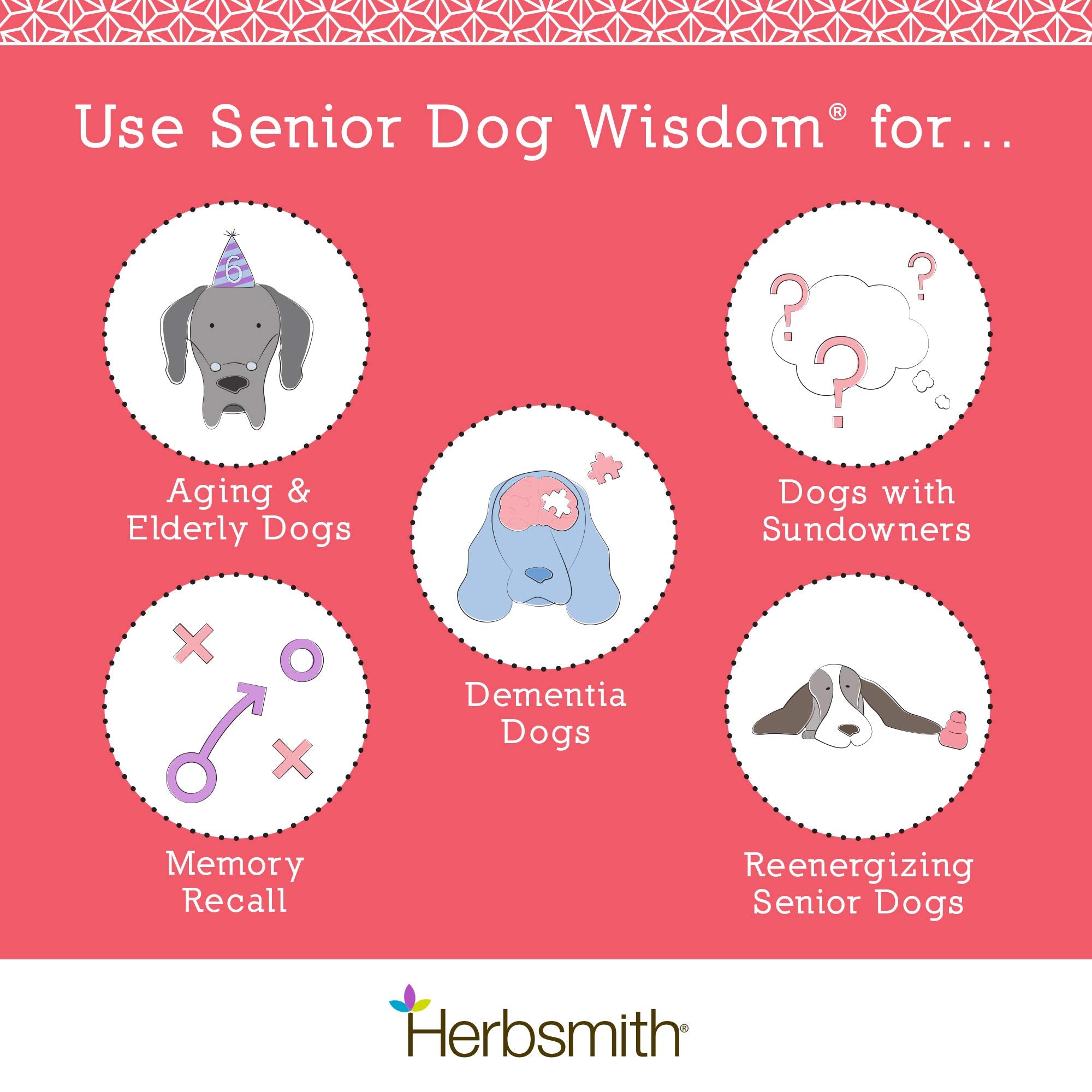 Herbsmith Senior Dog Wisdom ingredients DHA BCAA ginkgo