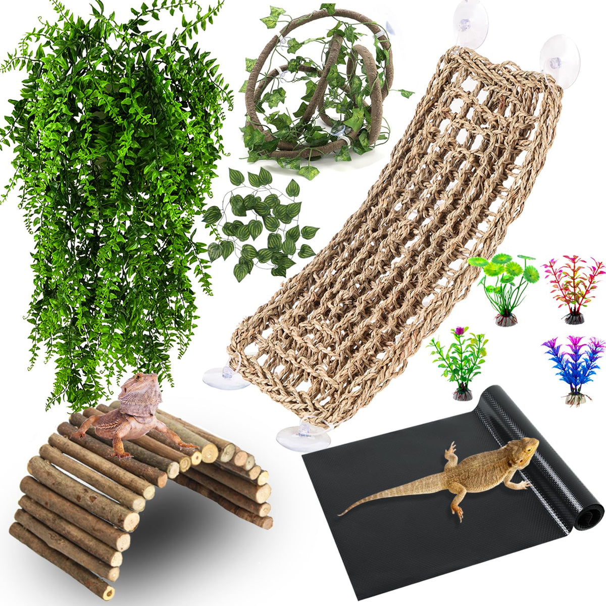 HERCOCCI bearded dragon hammock provides cozy rest and enrichment.
