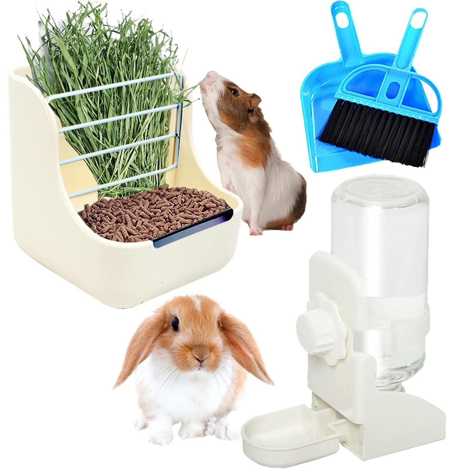 HERCOCCI rabbit hay-feeder bowl assembly shows tidy feeding and reduced wastes