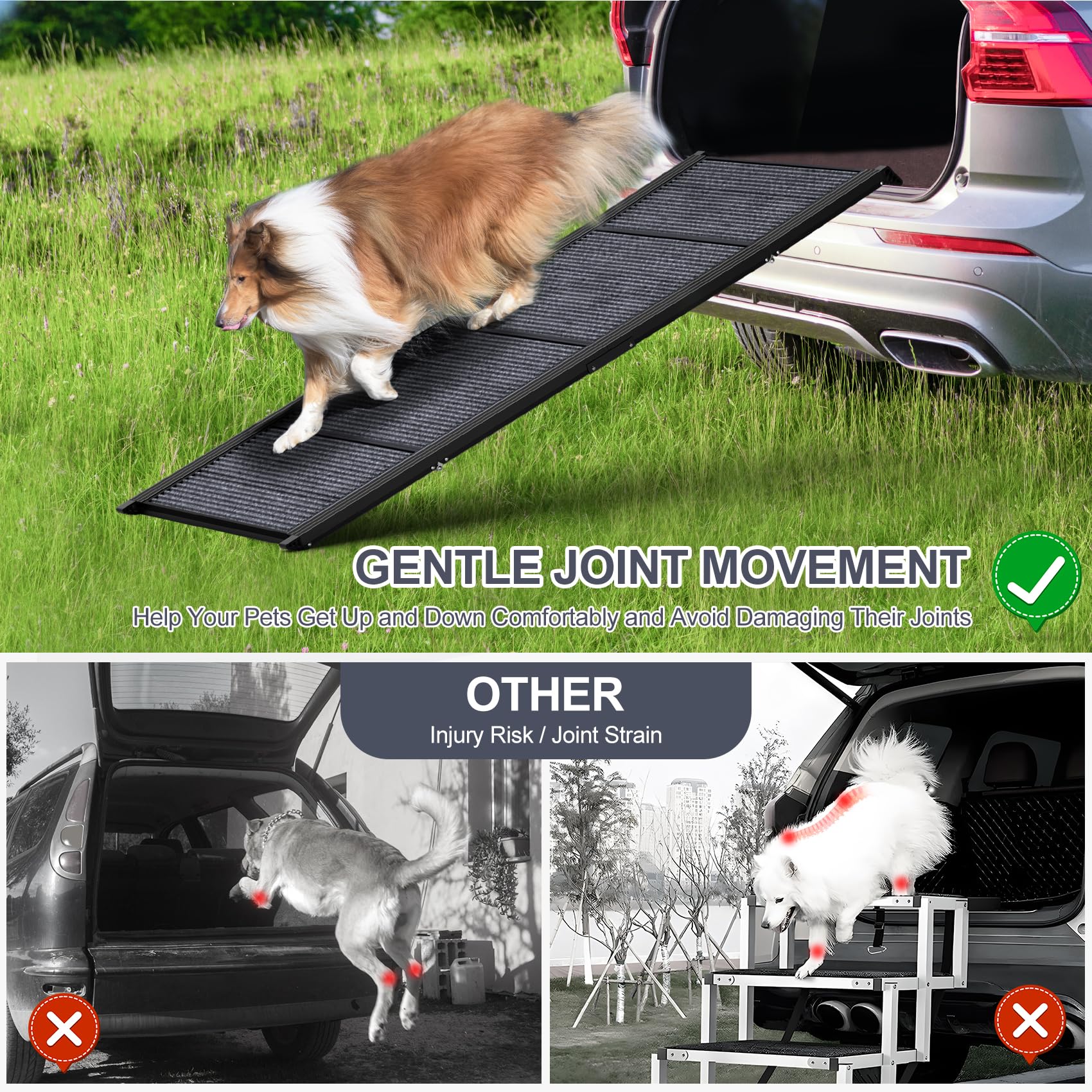 HerCcreta wigge dog ramp lightweight 13.5 lbs convenient to carry on outings.