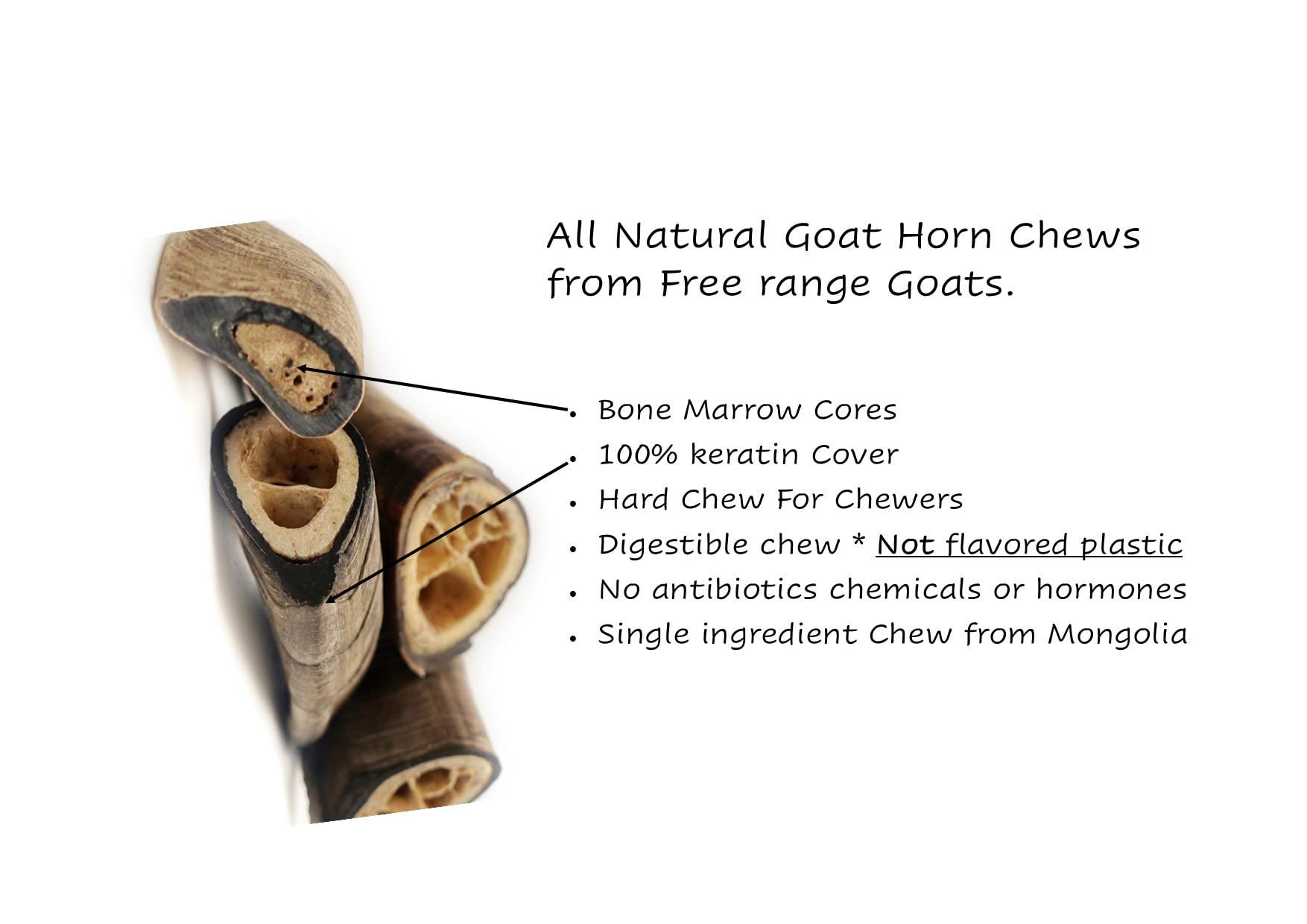 Long-lasting goat horn chew for aggressive chewers, Herders Choice