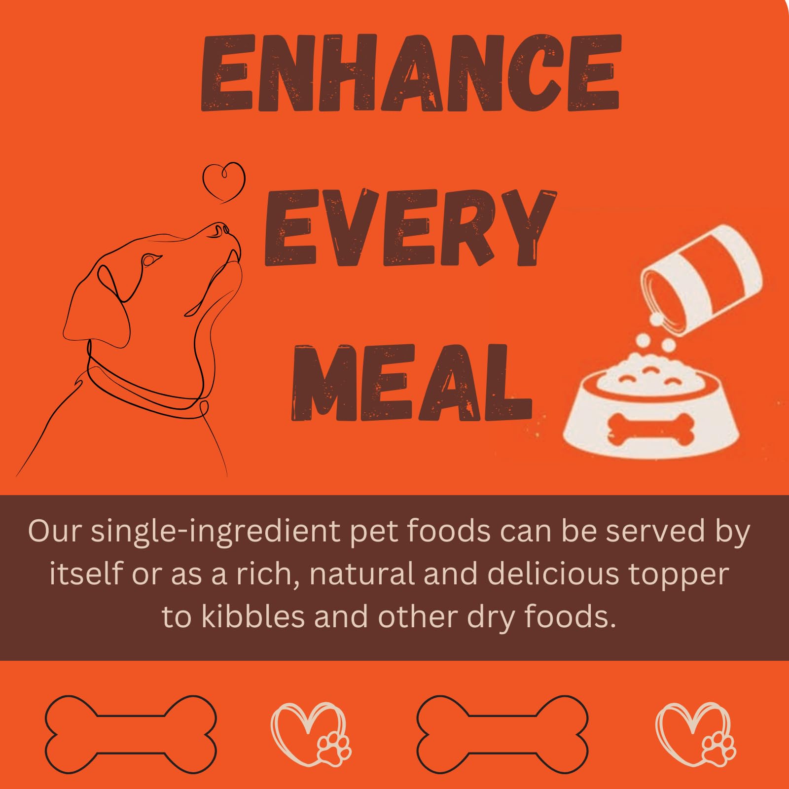 HEREFORD FARMS serving in a dog bowl illustrates easy meal topper use.