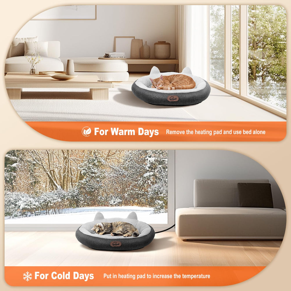 Herehomi cat bed with thermostat heat activates when your cat lies inside
