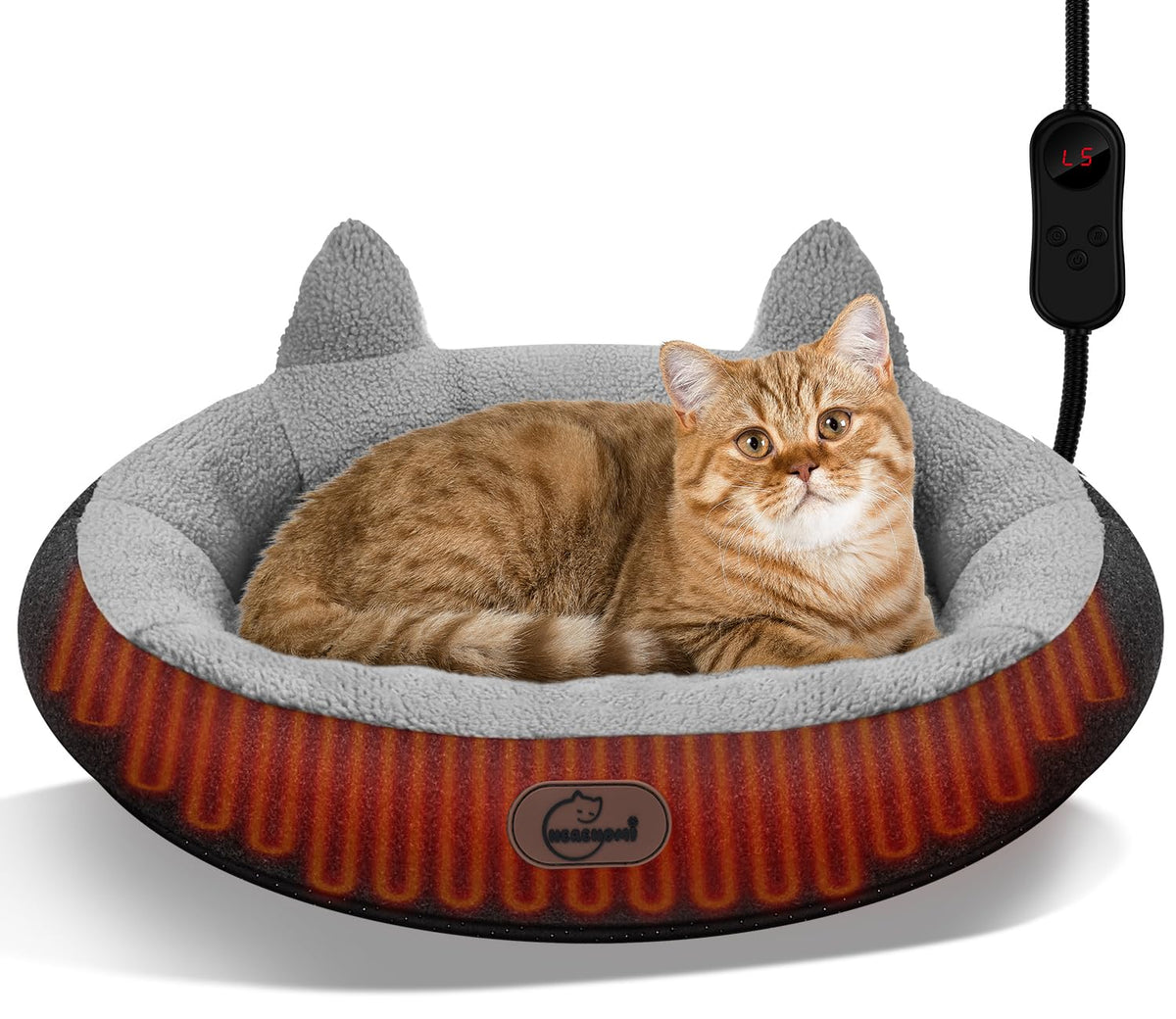Herehomi heated cat bed with donut design offers cozy security for small cats