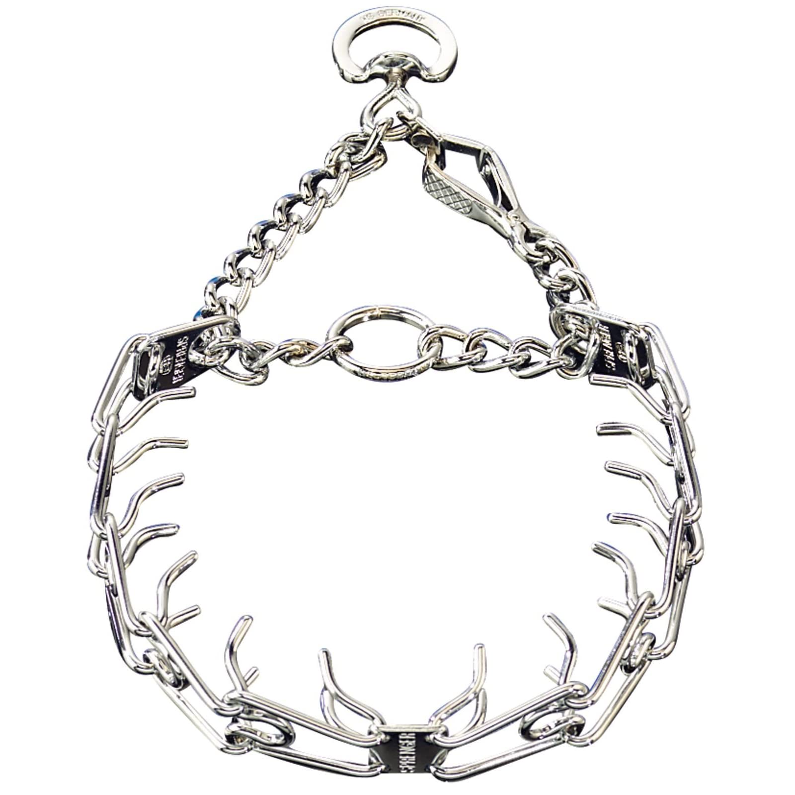 Adjustable links on Herm Sprenger collar for a precise, secure fit.