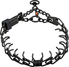 Herm Sprenger black stainless steel collar with short links for even neck pressure.