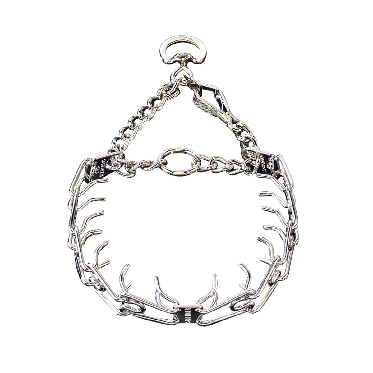 Herm Sprenger chrome-plated training collar with quick-release snap for easy handling