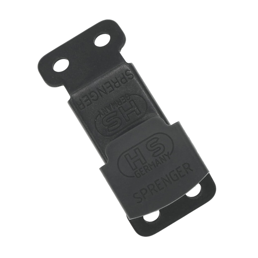 Herm Sprenger ClickLock buckle close-up showing durable black stainless steel.
