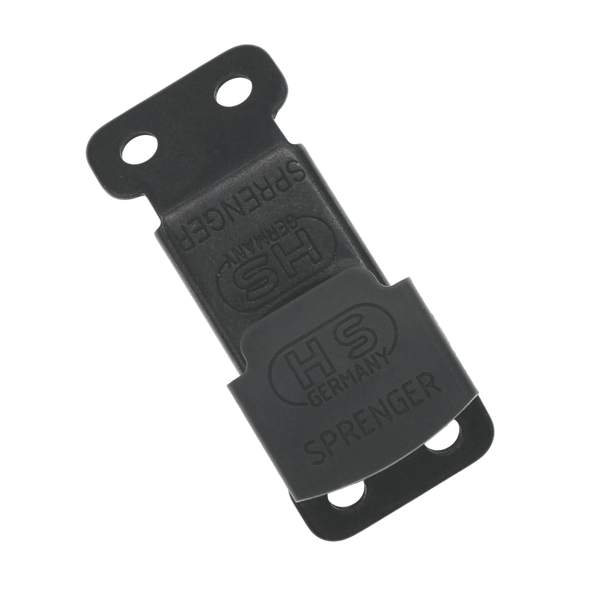Herm Sprenger ClickLock buckle close-up showing durable black stainless steel.