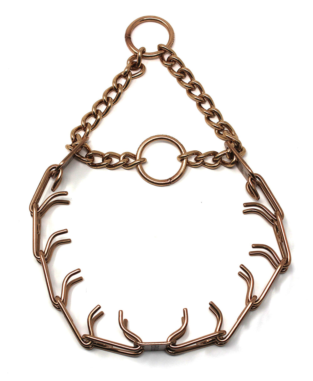 Herm Sprenger Curogan prong collar side view highlighting sleek nickel-free design.