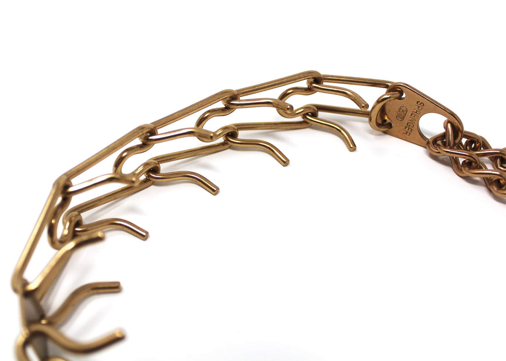 Herm Sprenger collar close-up shows durable copper-tin alloy material