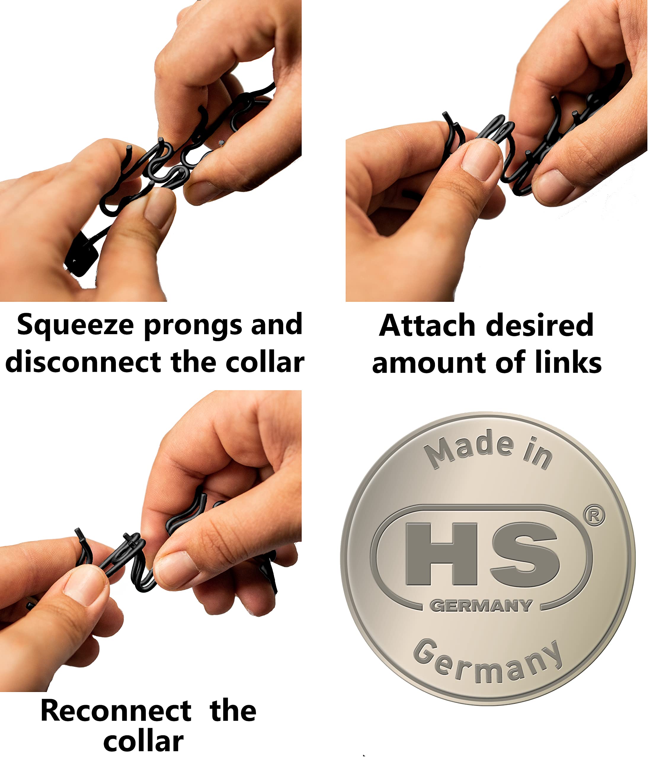 Three-link pack offers flexible sizing for growing dogs.